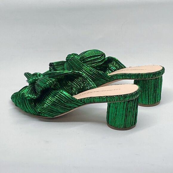 Loeffler Randall Emilia 50MM Pleated Lamé Knotted Mules size 5 - Picture 8 of 14
